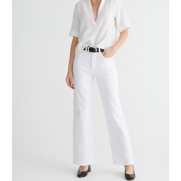 NWT J.Crew Slim Wide Leg Jean In White Wash Size 32 - Picture 1 of 8
